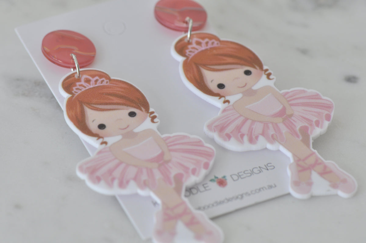 Acrylic Ballerina Ballet Dancer Drop Earrings
