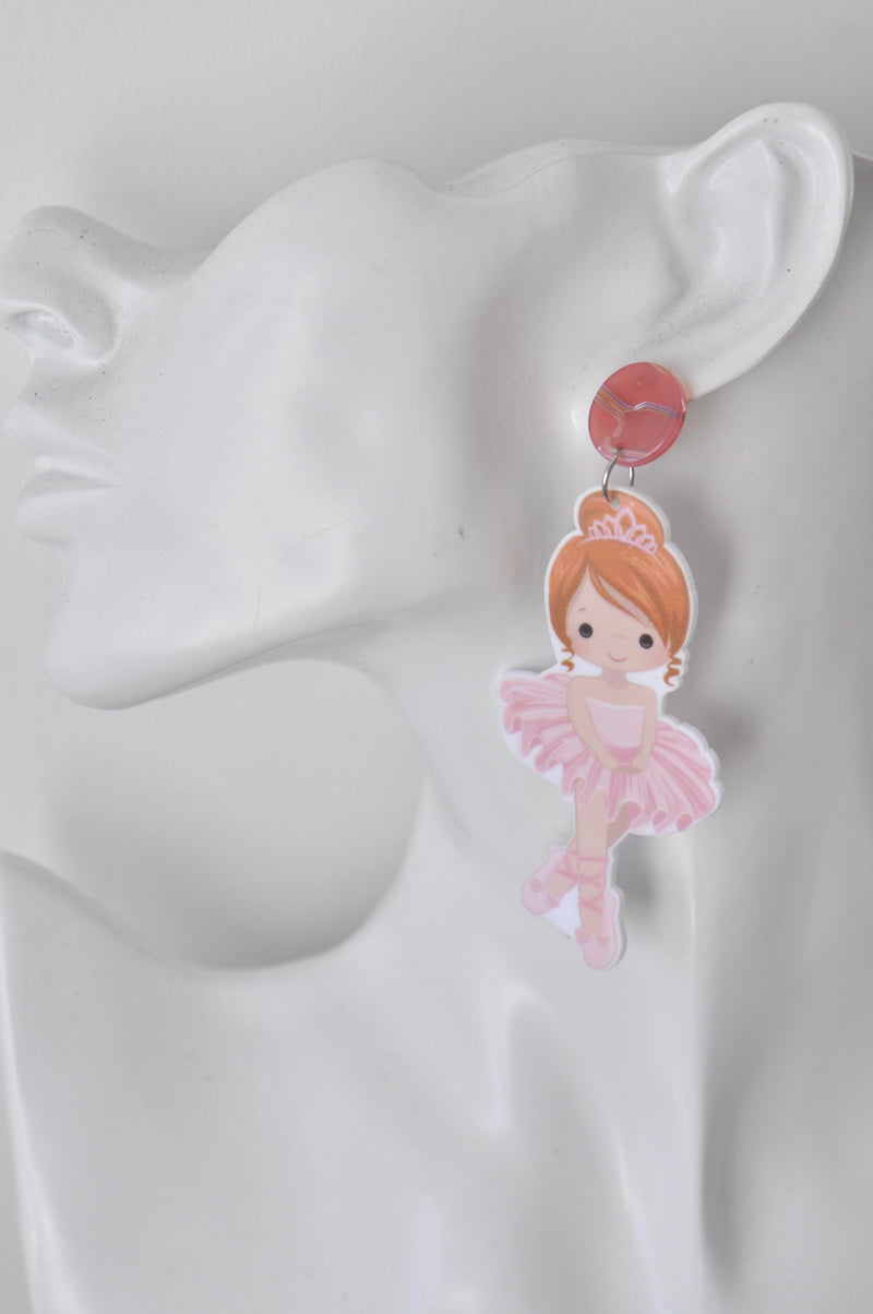 Acrylic Ballerina Ballet Dancer Drop Earrings