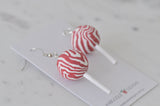 Peppermint Swirl Lollipop Candy Novelty Fun Drop Dangle Earrings