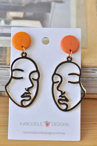 Face Cutout Woman Girl Novelty Fun Drop  Stud Earrings