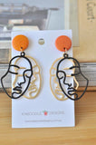 Face Cutout Woman Girl Novelty Fun Drop  Stud Earrings