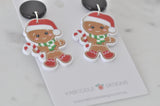 Acrylic Christmas Santa Hat Gingerbread Man Cookie Candy Cane Drop Dangle Earrings
