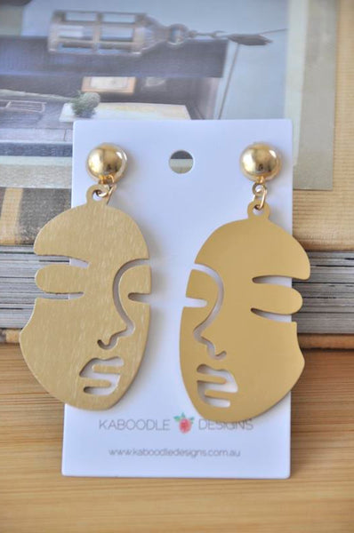 Face Cutout Novelty Fun Drop Dangle Earrings