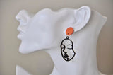 Face Cutout Woman Girl Novelty Fun Drop  Stud Earrings