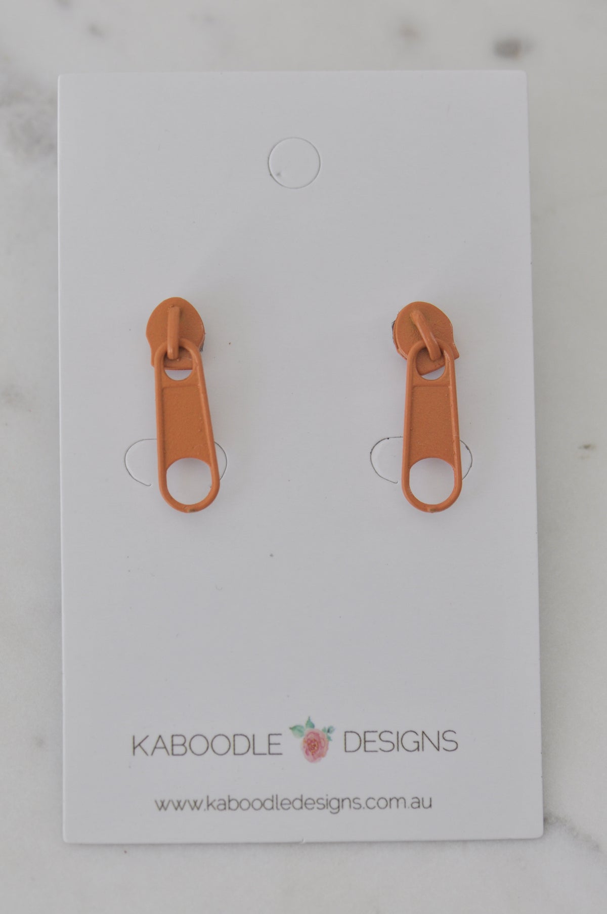 Novelty Zip Stud Earrings - Orange