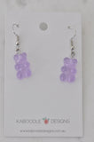 Miniature 3D Candy Lolly Gummy bear Dangle Drop Earrings - Purple