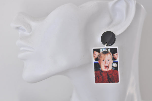***Acrylic Christmas Classic Movie Kevin Drop Dangle Earrings
