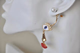 Eyes and Lips Face Novelty Fun Drop Dangle Earrings