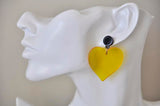 Acrylic Yellow Transparent Heart Valentines Day I Love You Drop Dangle Earrings