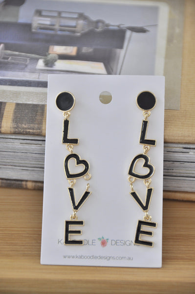 Enamel Valentine Love Cutout Words Letters Drop Earrings