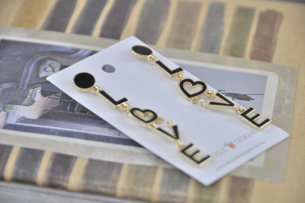Enamel Valentine Love Cutout Words Letters Drop Earrings