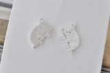 Silver - Stainless Steel Bird Swallow Cutout Mini Dainty Minimalist Stud Earrings