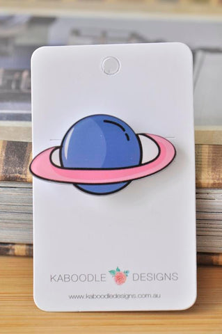 Acrylic Planet Universe Saturn Pin Brooch