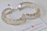 Glitter Circle Round Hoop Geometric Statement Earrings