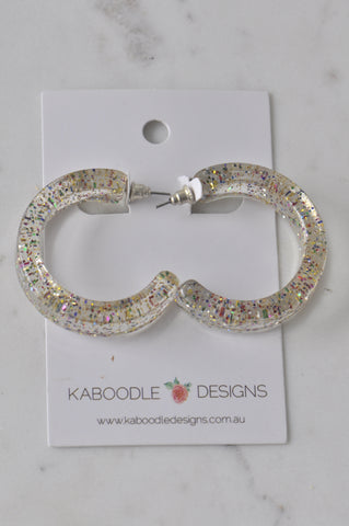 Glitter Circle Round Hoop Geometric Statement Earrings