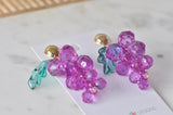 Grapes Novelty Fruit Dangle Drop Earrings - Purple
