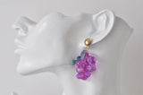 Grapes Novelty Fruit Dangle Drop Earrings - Purple
