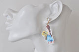 Acrylic Perspex Sunflower Ponytail Summer Girl Rhinestone Statement Dangle Earrings