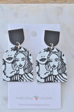 Geometric Girls Faces Statement Drop Dangle Earrings