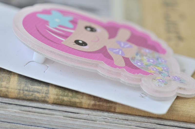 Acrylic Magical Mermaid Glitter Stars Sparkles Large Pin Brooch