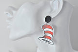 Acrylic Dr Seuss Hat Drop Dangle Earrings