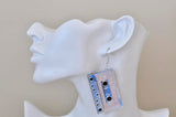 Acrylic Perspex Laser Cut Retro Cassette Tape Drop Earrings - Pink