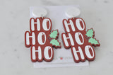 Acrylic Christmas Merry Christmas Xmas HoHoHo Holly Berry Leaves Drop Dangle Earrings