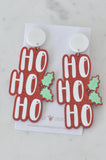 Acrylic Christmas Merry Christmas Xmas HoHoHo Holly Berry Leaves Drop Dangle Earrings