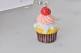Strawberry Vanilla Cupcake Dessert Novelty Fun Drop Dangle Earrings