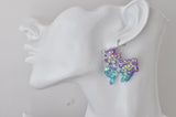 Resin Rainbow Glitter Unicorn Dangle Drop Earrings - Purple Blue