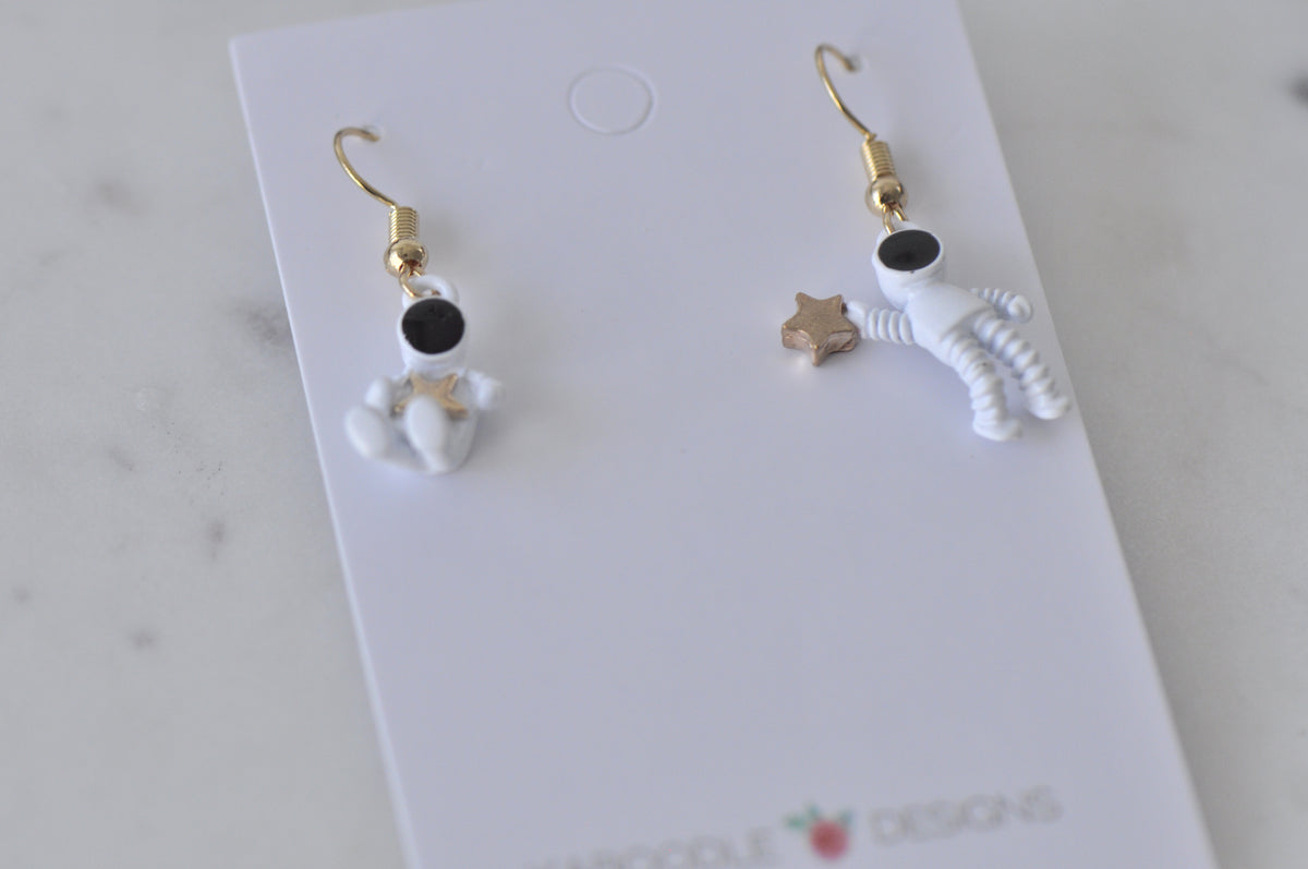 Enamel Astronaut Galaxy Universe Star Novelty Fun Drop Dangle Earrings