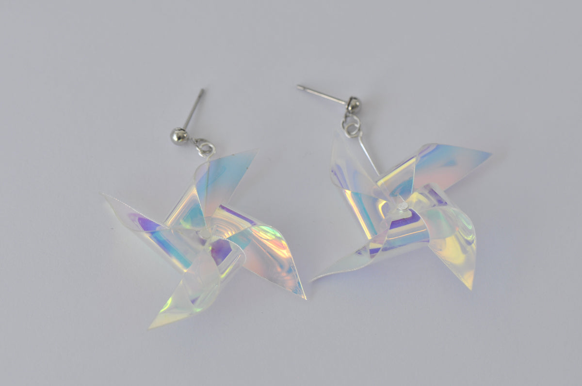Pinwheel Windmill Childhood Toy Novelty Fun Drop Dangle Earrings