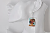 Acrylic Van Gogh Sunflowers Painting Novelty Dangle Drop Earrings