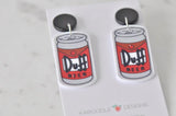 Acrylic Duff Beer TV Show Novelty Dangle Drop Earrings