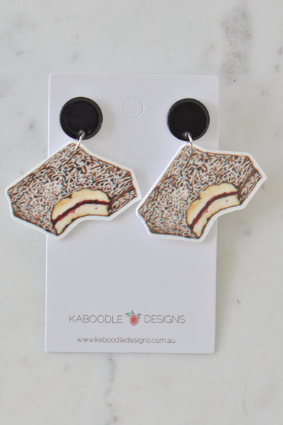 Novelty Australian Dessert Snack Lamington Dangle Earrings