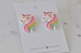 Acrylic Rainbow Unicorn Stud Earrings