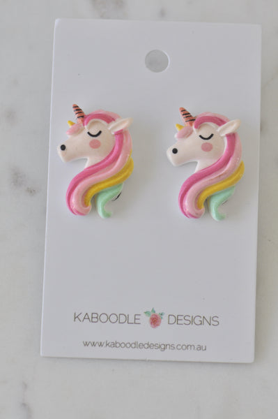 Acrylic Rainbow Unicorn Stud Earrings