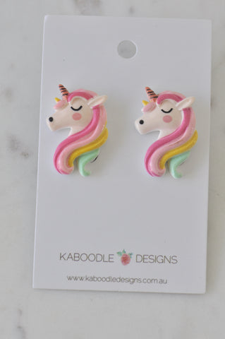 Acrylic Rainbow Unicorn Stud Earrings