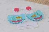 Acrylic Fish Bowl Goldfish Koi Fish Dangle Earrings