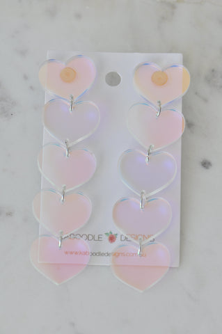 Acrylic Translucent Hearts Drop Dangle Earrings