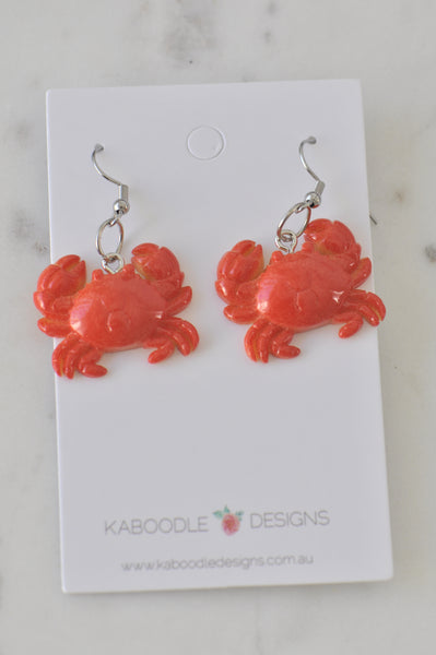 Novelty Miniature Food Crab Drop Dangle Earrings