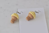 Miniature 3D Ice Cream Dangle Earrings - Yellow with Sprinkles