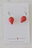 Miniature Food Resin Strawberry Drop Dangle Earrings