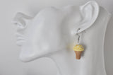 Miniature 3D Ice Cream Dangle Earrings - Yellow with Sprinkles