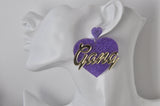 Acrylic Girl Gang Glitter Heart Drop Dangle Earrings
