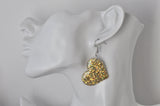 Acrylic Perspex Rainbow Glitter Heart Drop Earrings - Glitter Gold