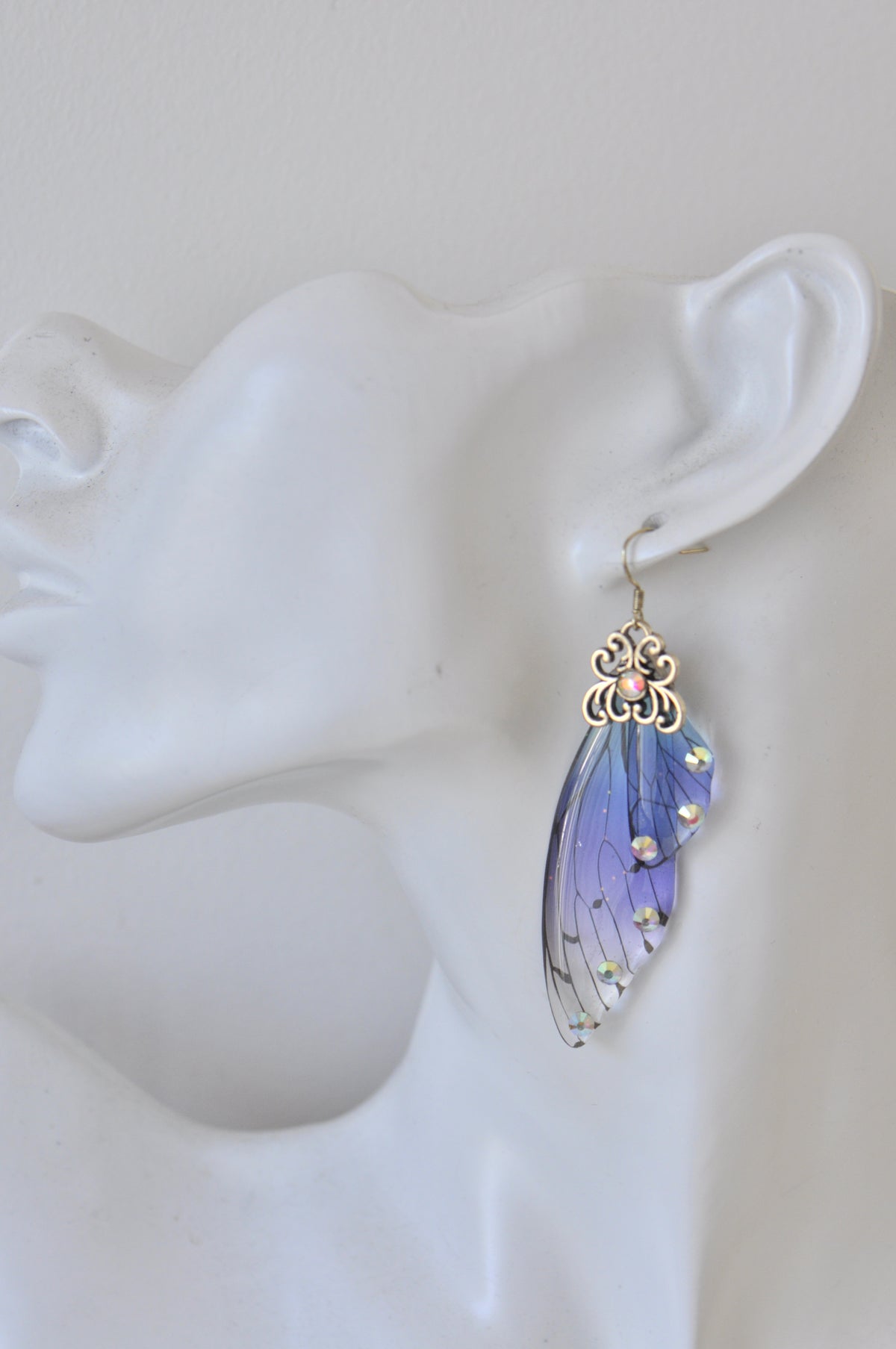 Cicada Wings Rhinestone Drop Dangle Earrings