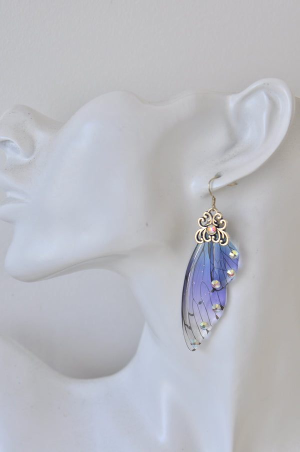 Cicada Wings Rhinestone Drop Dangle Earrings