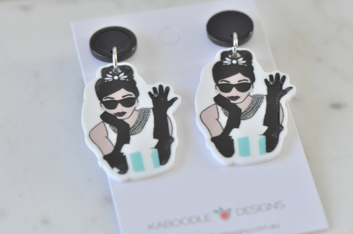 Acrylic Breakfast at Tiffany's Audrey Hepburn Holly Golightly Drop Dangle Earrings