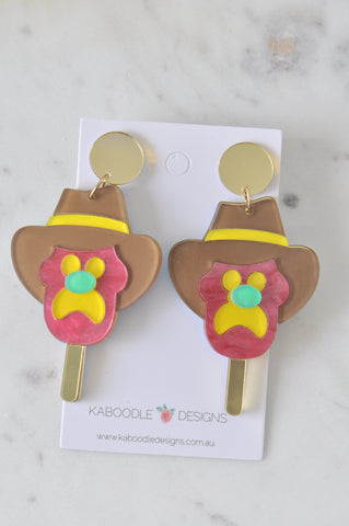 Acrylic Perspex Laser Cut Bubble O Bill Ice Cream Drop Earrings
